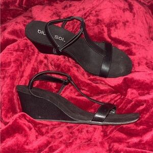 Women's Black Wedge Sandals